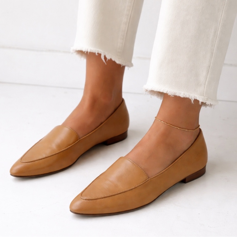 [Madewell] Tan Leather Skimmer Flats